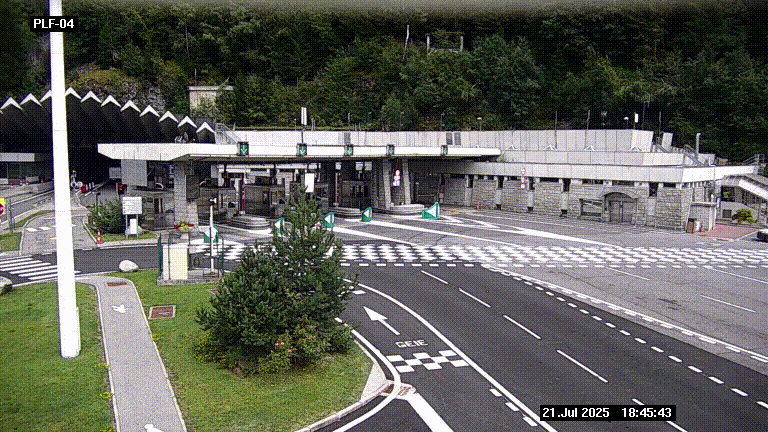 Webcam au péage du tunnel du Mont-Blanc, côté entrée France à Chamonix, au bout de l'A40