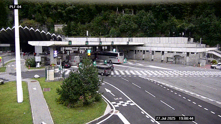 Webcam au péage du tunnel du Mont-Blanc, côté entrée France à Chamonix, au bout de l'A40