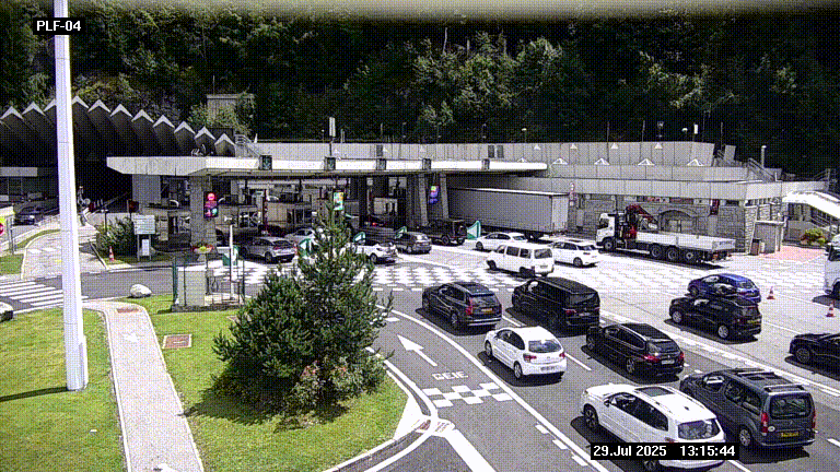 Webcam au péage du tunnel du Mont-Blanc, côté entrée France à Chamonix, au bout de l'A40