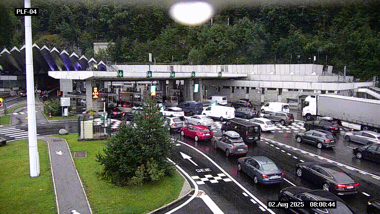 Webcam au péage du tunnel du Mont-Blanc, côté entrée France à Chamonix, au bout de l'A40
