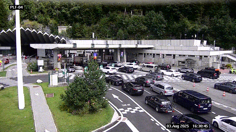 Webcam au péage du tunnel du Mont-Blanc, côté entrée France à Chamonix, au bout de l'A40