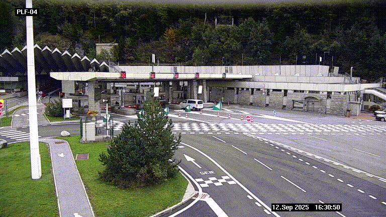 Webcam au péage du tunnel du Mont-Blanc, côté entrée France à Chamonix, au bout de l'A40