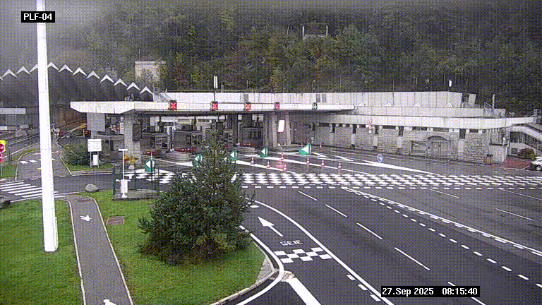 Webcam au péage du tunnel du Mont-Blanc, côté entrée France à Chamonix, au bout de l'A40