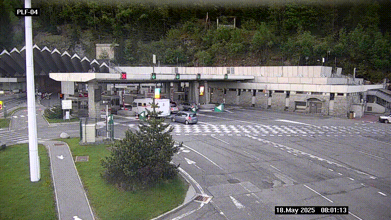 Webcam au péage du tunnel du Mont-Blanc, côté entrée France à Chamonix, au bout de l'A40