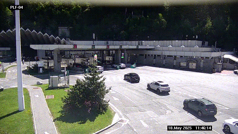 Webcam au péage du tunnel du Mont-Blanc, côté entrée France à Chamonix, au bout de l'A40