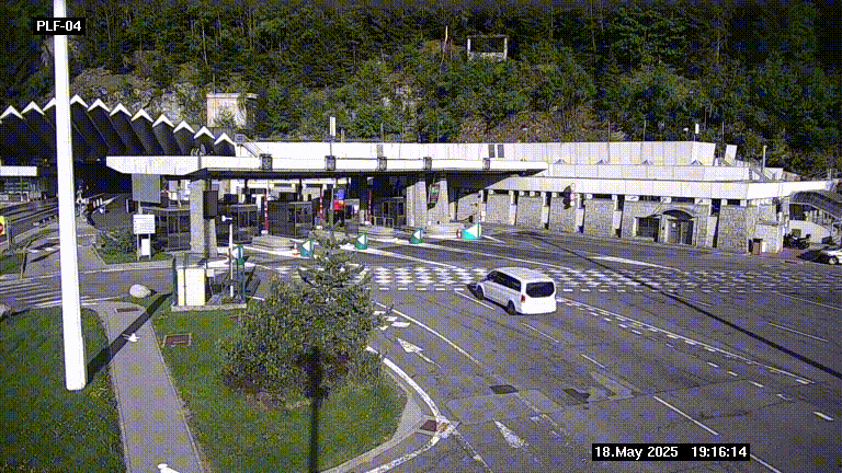 Webcam au péage du tunnel du Mont-Blanc, côté entrée France à Chamonix, au bout de l'A40
