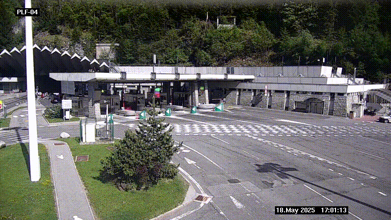 Webcam au péage du tunnel du Mont-Blanc, côté entrée France à Chamonix, au bout de l'A40