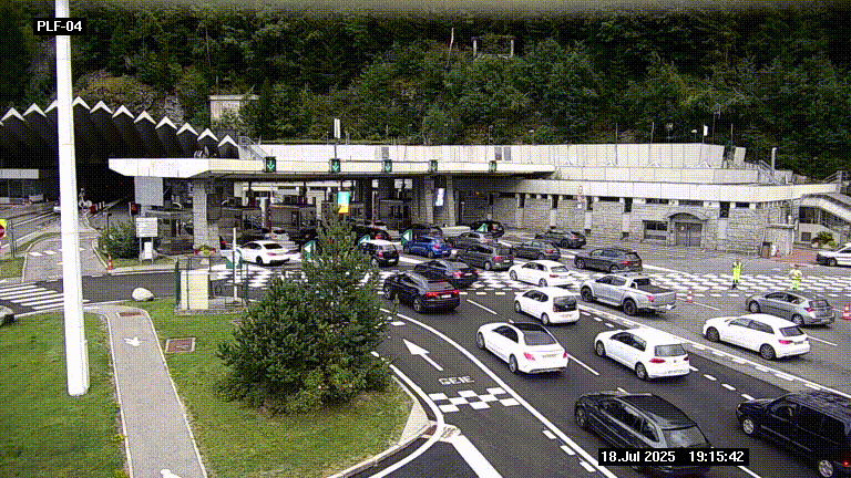 Webcam au péage du tunnel du Mont-Blanc, côté entrée France à Chamonix, au bout de l'A40