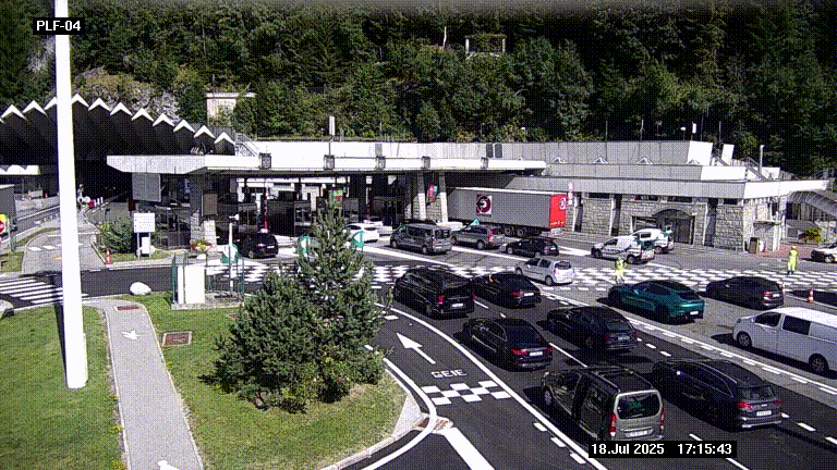 <h2>Webcam au péage du tunnel du Mont-Blanc, côté entrée France à Chamonix, au bout de l'A40</h2>