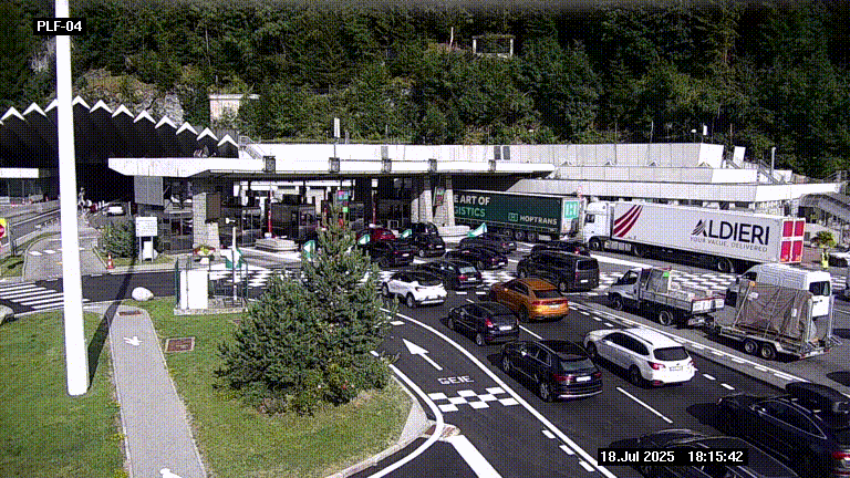 Webcam au péage du tunnel du Mont-Blanc, côté entrée France à Chamonix, au bout de l'A40