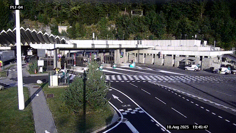 Webcam au péage du tunnel du Mont-Blanc, côté entrée France à Chamonix, au bout de l'A40