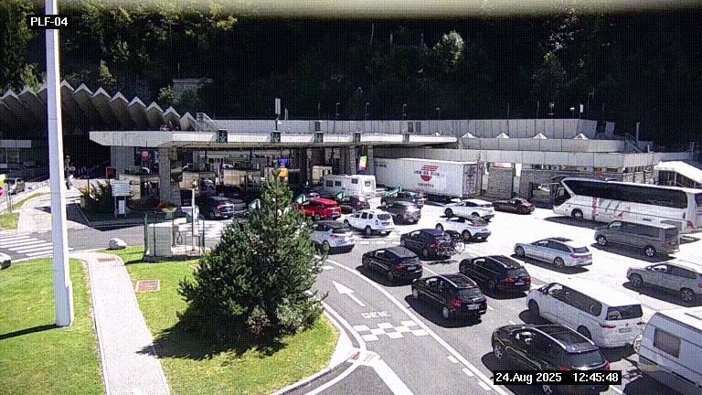 Webcam au péage du tunnel du Mont-Blanc, côté entrée France à Chamonix, au bout de l'A40