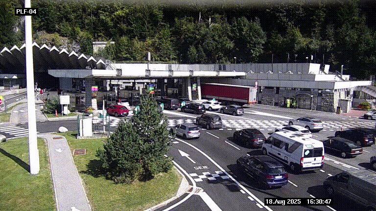 Webcam au péage du tunnel du Mont-Blanc, côté entrée France à Chamonix, au bout de l'A40