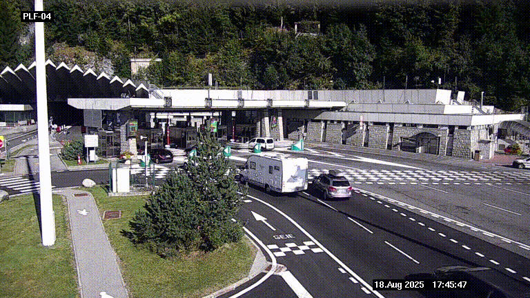 Webcam au péage du tunnel du Mont-Blanc, côté entrée France à Chamonix, au bout de l'A40