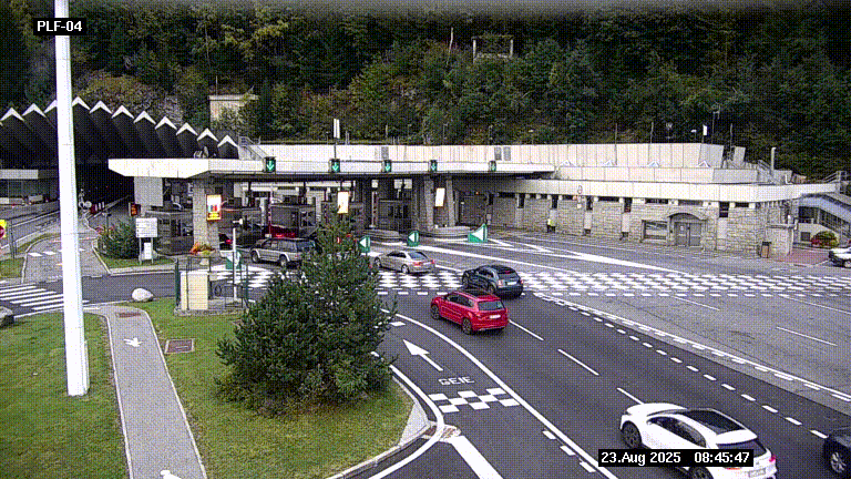Webcam au péage du tunnel du Mont-Blanc, côté entrée France à Chamonix, au bout de l'A40