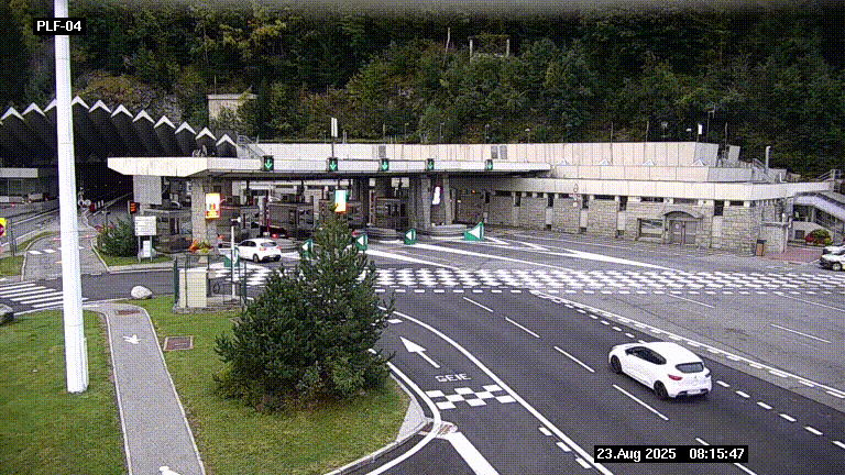 Webcam au péage du tunnel du Mont-Blanc, côté entrée France à Chamonix, au bout de l'A40