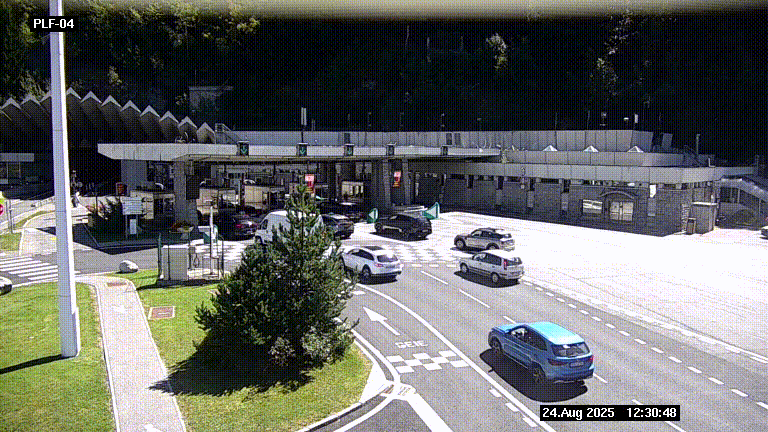 Webcam au péage du tunnel du Mont-Blanc, côté entrée France à Chamonix, au bout de l'A40