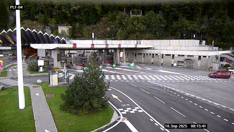 Webcam au péage du tunnel du Mont-Blanc, côté entrée France à Chamonix, au bout de l'A40