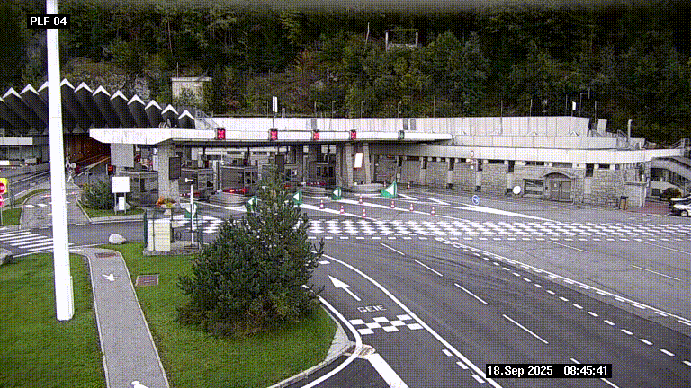 Webcam au péage du tunnel du Mont-Blanc, côté entrée France à Chamonix, au bout de l'A40