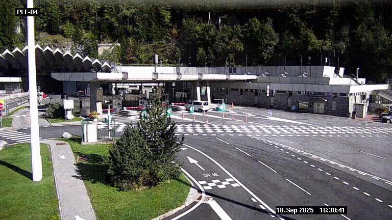 Webcam au péage du tunnel du Mont-Blanc, côté entrée France à Chamonix, au bout de l'A40