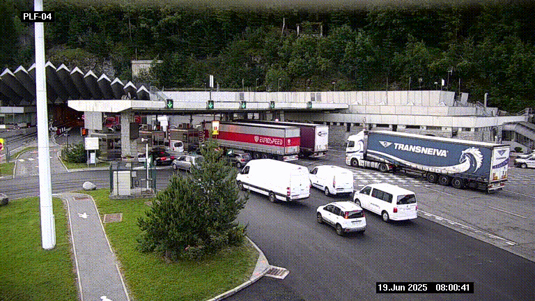 Webcam au péage du tunnel du Mont-Blanc, côté entrée France à Chamonix, au bout de l'A40