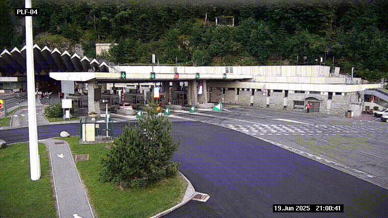 Webcam au péage du tunnel du Mont-Blanc, côté entrée France à Chamonix, au bout de l'A40