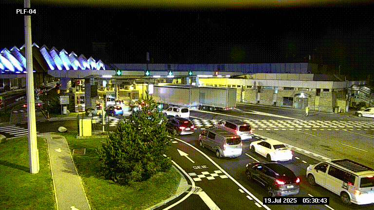 Webcam au péage du tunnel du Mont-Blanc, côté entrée France à Chamonix, au bout de l'A40