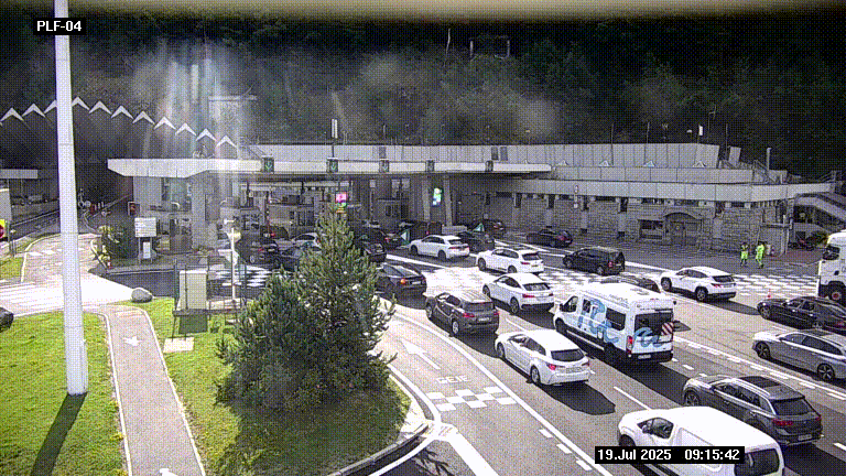 Webcam au péage du tunnel du Mont-Blanc, côté entrée France à Chamonix, au bout de l'A40