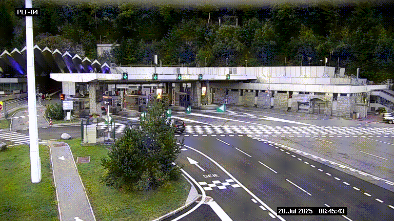 Webcam au péage du tunnel du Mont-Blanc, côté entrée France à Chamonix, au bout de l'A40