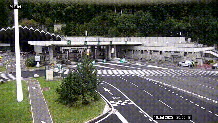 Webcam au péage du tunnel du Mont-Blanc, côté entrée France à Chamonix, au bout de l'A40