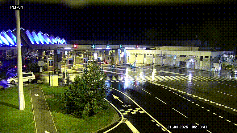 Webcam au péage du tunnel du Mont-Blanc, côté entrée France à Chamonix, au bout de l'A40