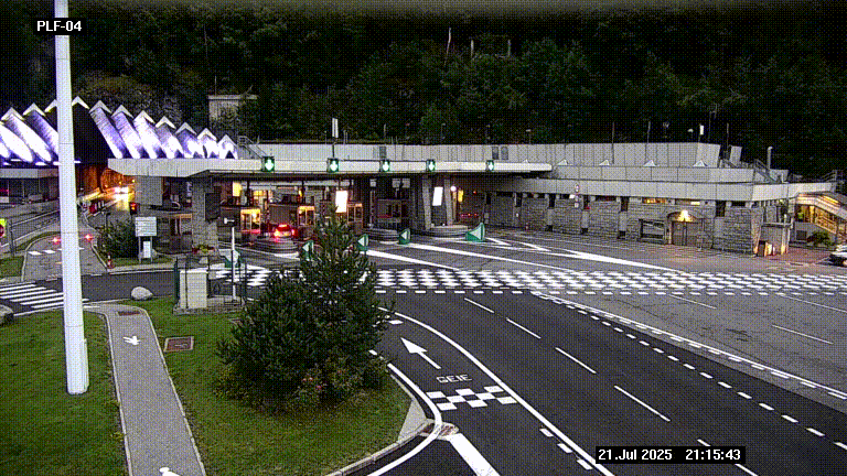 Webcam au péage du tunnel du Mont-Blanc, côté entrée France à Chamonix, au bout de l'A40