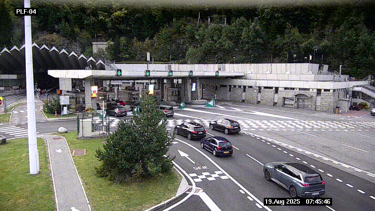 Webcam au péage du tunnel du Mont-Blanc, côté entrée France à Chamonix, au bout de l'A40