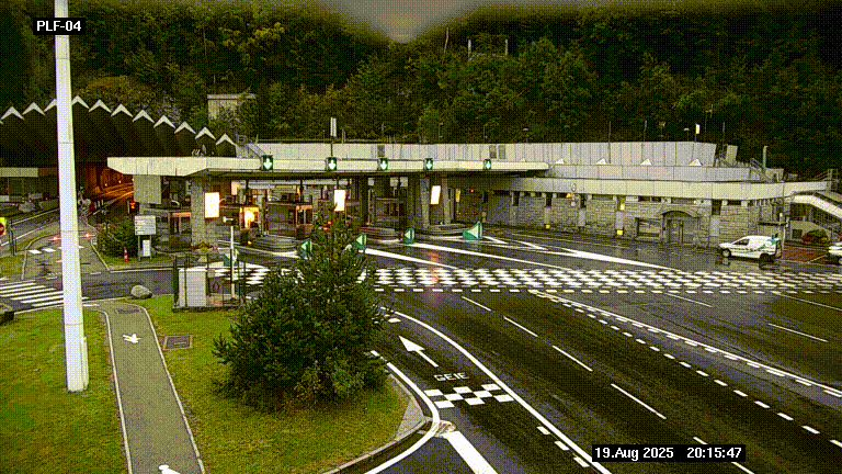 Webcam au péage du tunnel du Mont-Blanc, côté entrée France à Chamonix, au bout de l'A40