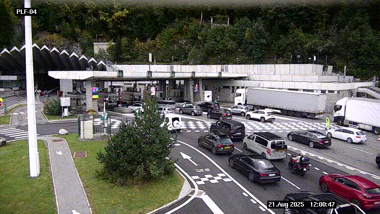 Webcam au péage du tunnel du Mont-Blanc, côté entrée France à Chamonix, au bout de l'A40