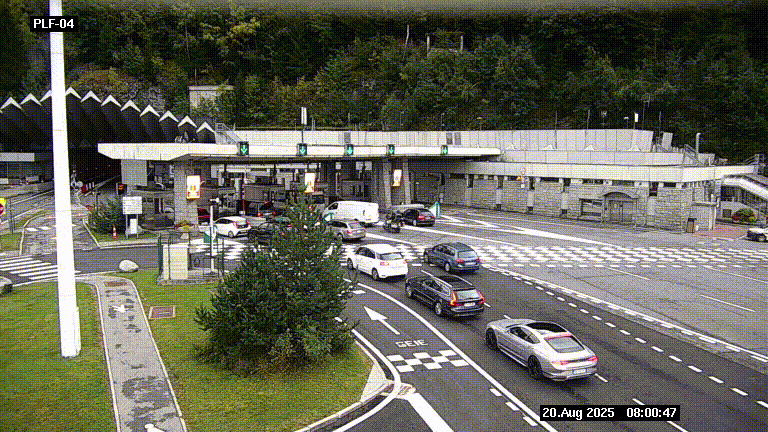 Webcam au péage du tunnel du Mont-Blanc, côté entrée France à Chamonix, au bout de l'A40
