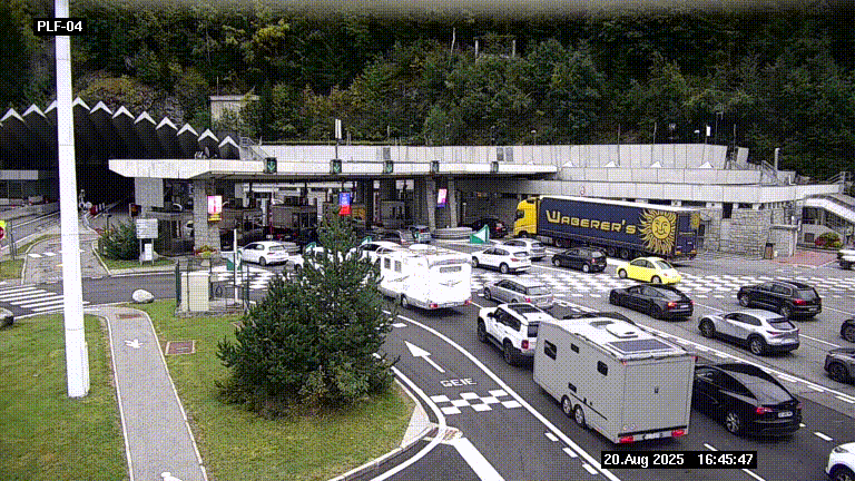 Webcam au péage du tunnel du Mont-Blanc, côté entrée France à Chamonix, au bout de l'A40