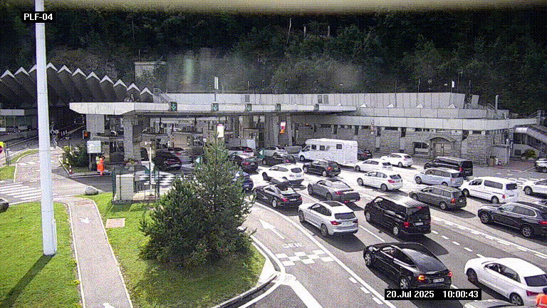 Webcam au péage du tunnel du Mont-Blanc, côté entrée France à Chamonix, au bout de l'A40