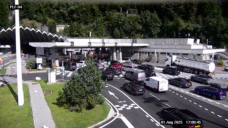 Webcam au péage du tunnel du Mont-Blanc, côté entrée France à Chamonix, au bout de l'A40
