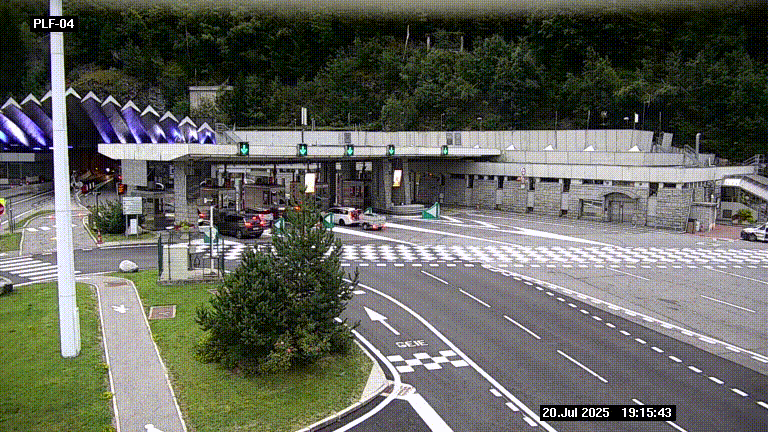Webcam au péage du tunnel du Mont-Blanc, côté entrée France à Chamonix, au bout de l'A40
