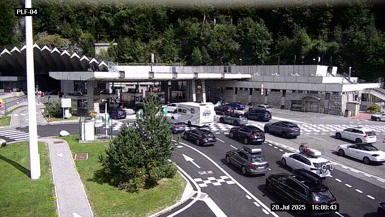 Webcam au péage du tunnel du Mont-Blanc, côté entrée France à Chamonix, au bout de l'A40