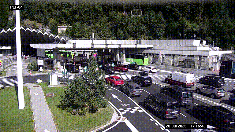 Webcam au péage du tunnel du Mont-Blanc, côté entrée France à Chamonix, au bout de l'A40