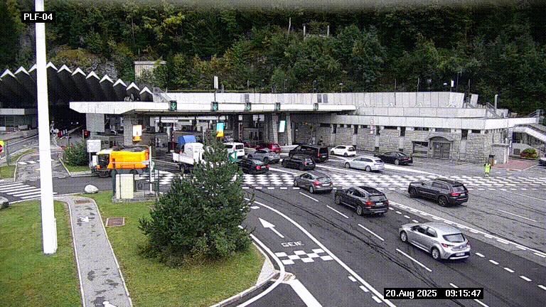 Webcam au péage du tunnel du Mont-Blanc, côté entrée France à Chamonix, au bout de l'A40