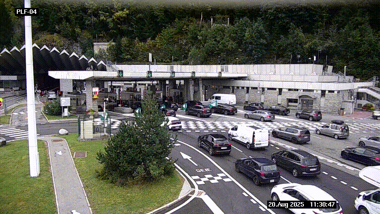 Webcam au péage du tunnel du Mont-Blanc, côté entrée France à Chamonix, au bout de l'A40