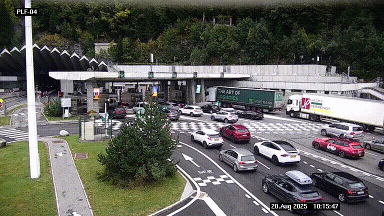 Webcam au péage du tunnel du Mont-Blanc, côté entrée France à Chamonix, au bout de l'A40