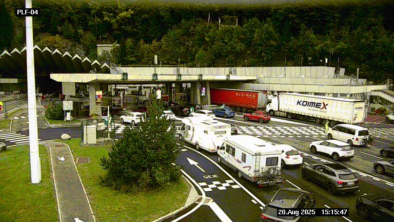 <h2>Webcam au péage du tunnel du Mont-Blanc, côté entrée France à Chamonix, au bout de l'A40</h2>