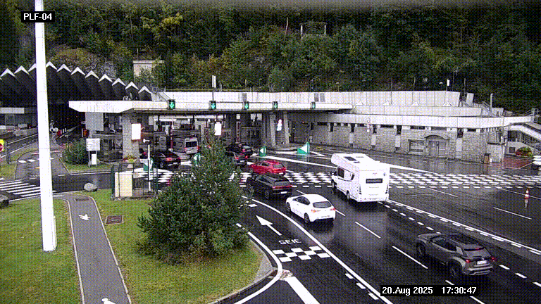 Webcam au péage du tunnel du Mont-Blanc, côté entrée France à Chamonix, au bout de l'A40