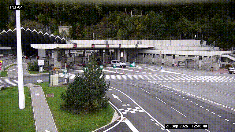 Webcam au péage du tunnel du Mont-Blanc, côté entrée France à Chamonix, au bout de l'A40