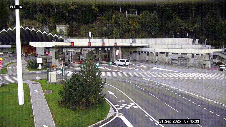 Webcam au péage du tunnel du Mont-Blanc, côté entrée France à Chamonix, au bout de l'A40