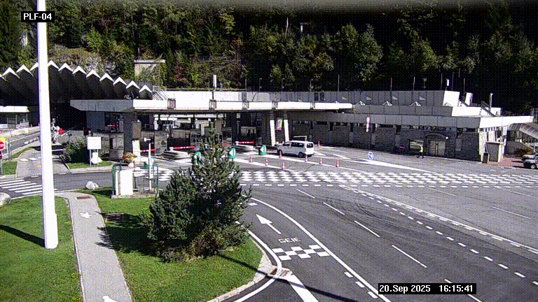 Webcam au péage du tunnel du Mont-Blanc, côté entrée France à Chamonix, au bout de l'A40